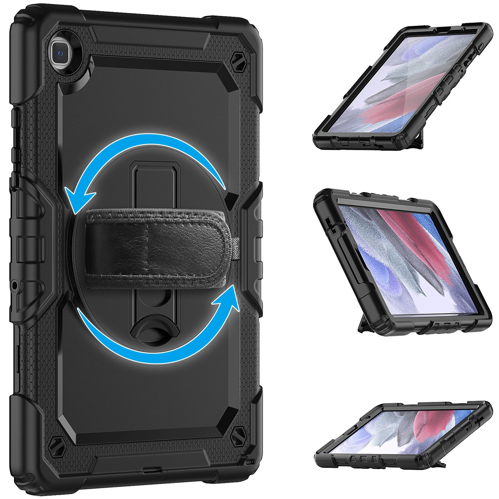 Совместимо с Samsung TAB A7 Lite 8,7-дюймовый защитный чехол T220 strap hip-to-fall силикон+PC корпус планшета