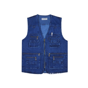 Foreign Trade Cross-Border Leisure Photography Vest Men's Vest Fishing Vest Outdoor Multi-Pocket Large Size Denim Vest