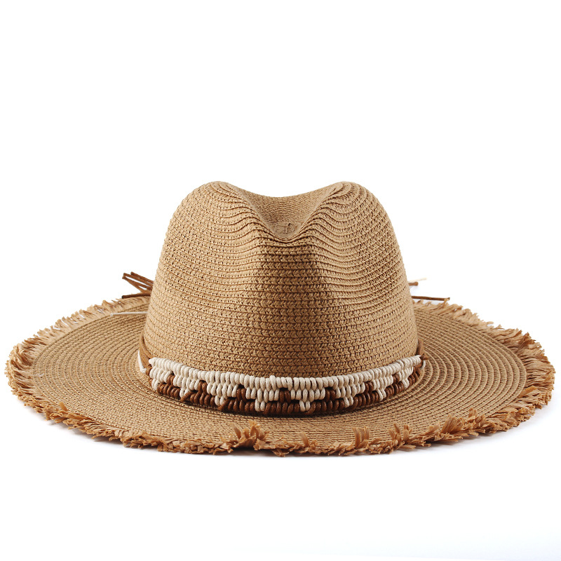 Verano nuevo comercio exterior transfronterizo de las mujeres sombrero de panamá borla original sombrero de paja sombrero de moda británica al por mayor