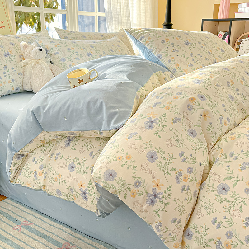 Espejo de Flores (¡Recomendado!) / Juego de sábanas de 1,2 m de tres piezas [funda de edredón 150*200cm sábana de cama 180*230cm funda de almohada 48*74cm * 1]