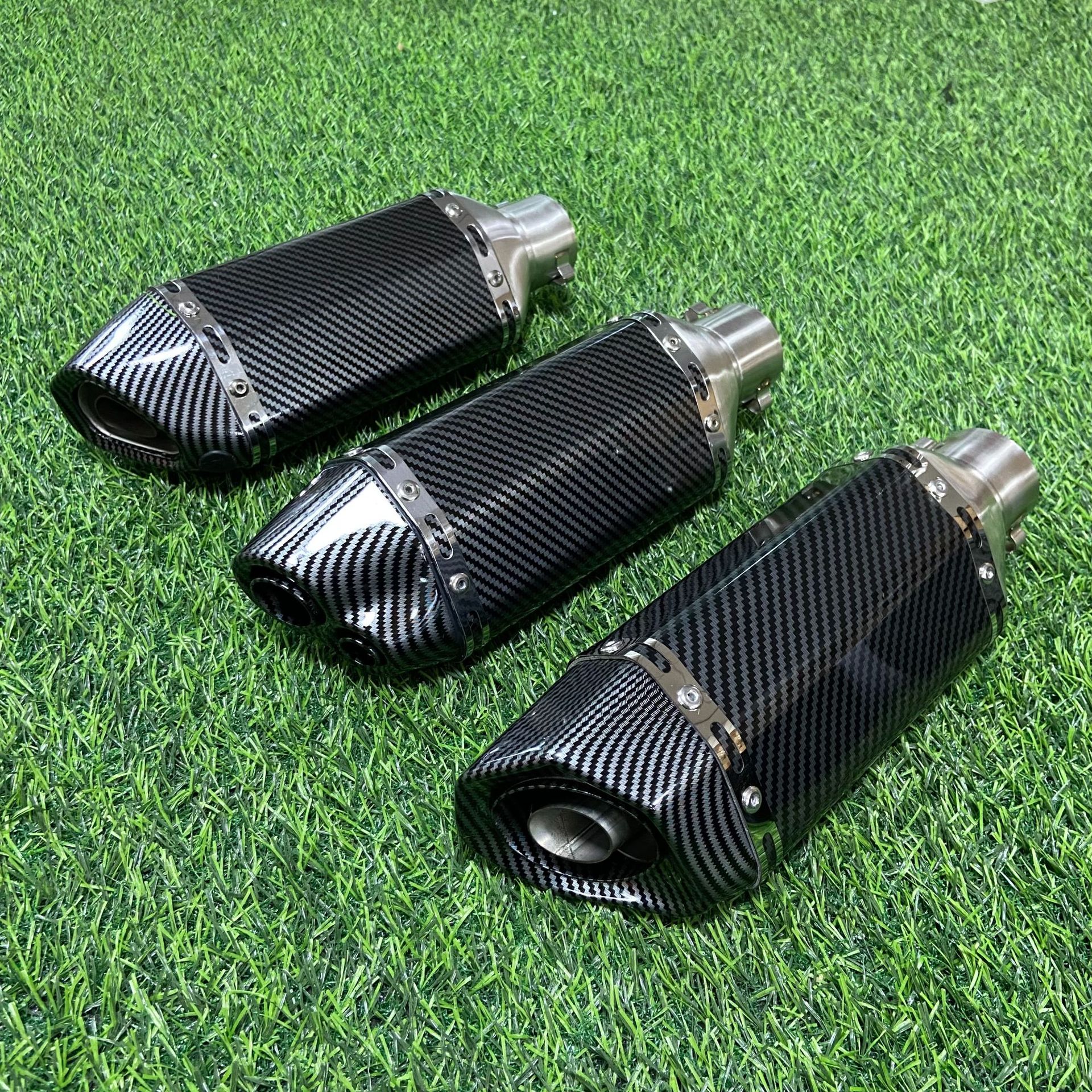 Motorcycle exhaust pipe full imitation carbon fiber small hexagonal 51MM universal 450SR 321R CBR650 GSX250