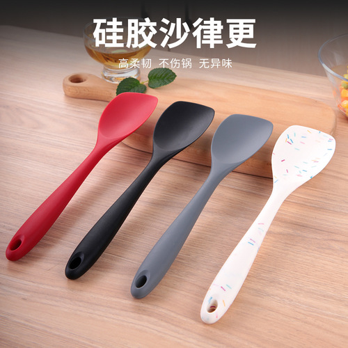 High temperature resistant and insulated silicone kitchenware integrated kitchen cooking spoon tool mixing spoon anti-scalding spatula salad more