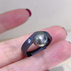 Fashionable black beads, wedding ring, silver 925 sample, bright catchy style