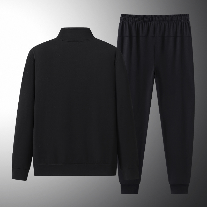 Cross-border hombre de cuello camiseta cardigan juego deportivo hombre primavera y otoño casual dos piezas de algodón suelto ropa de carrera grande