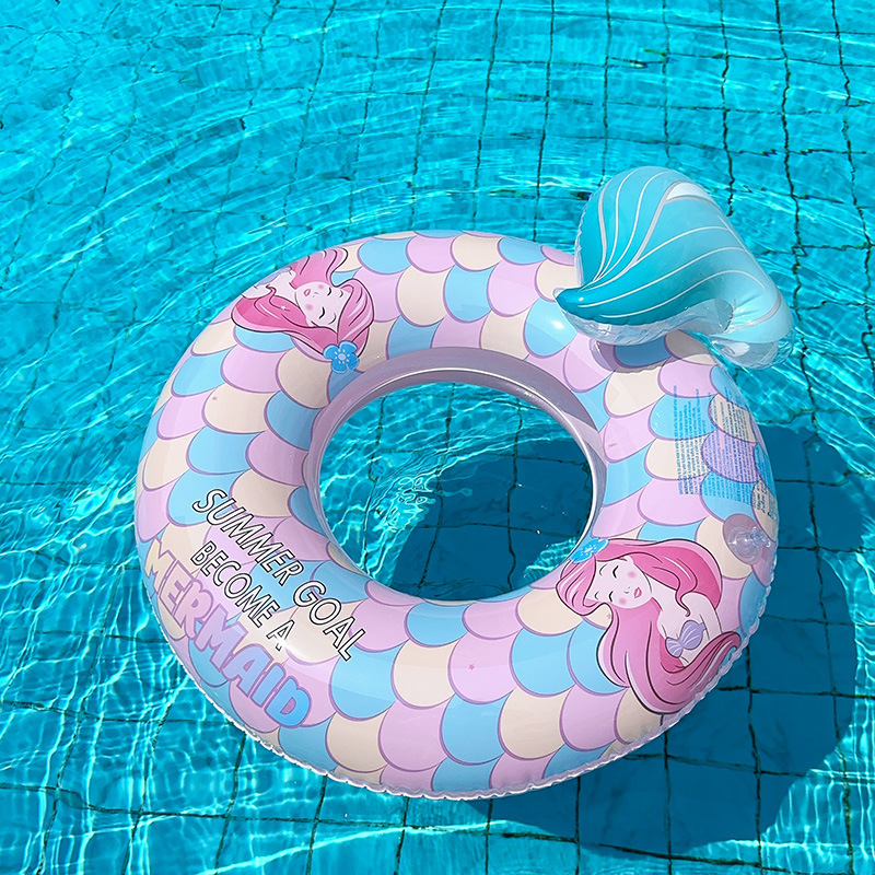 ins 水泳リング親子マーメイド子供脇の下リングインターネット有名人大人透明厚みのあるスパンコール浮力救命浮輪|undefined