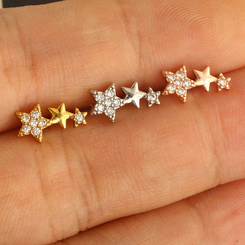 Rose Gold Leaf Stud Earring 316L Surgical Steel Piercing Jewelry New Star Moon detail image 9