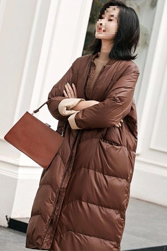 羽绒服女中长款韩版宽松过膝棒球服冬季新款白鸭绒加厚外套潮