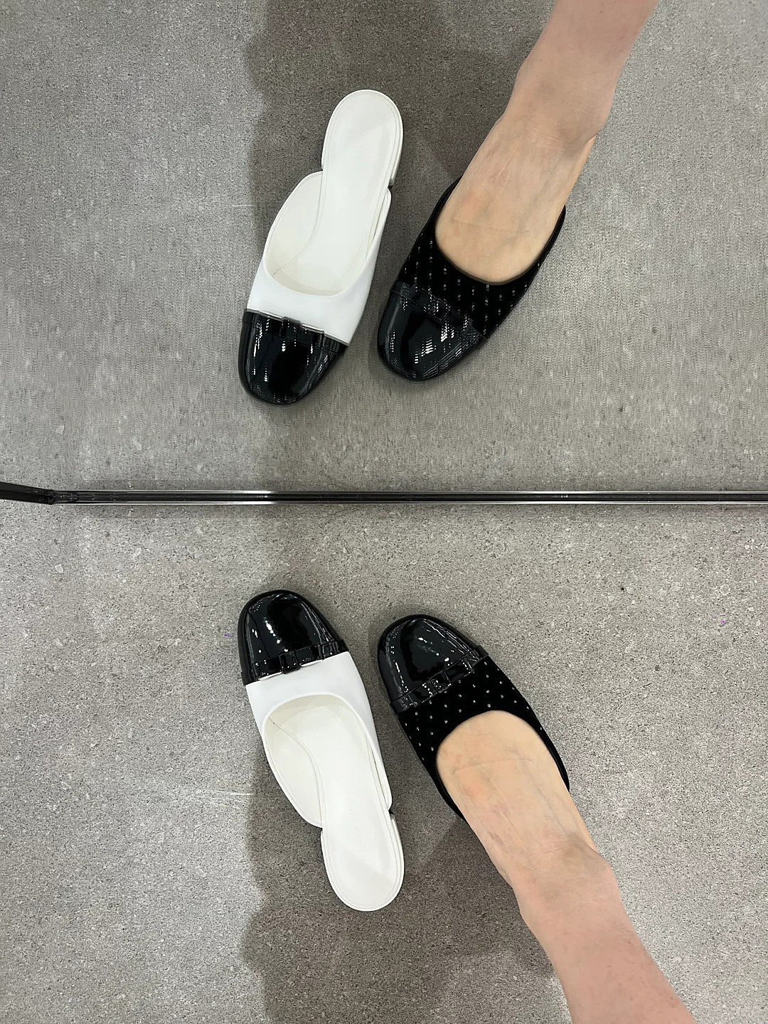 Damen Slipper Mit Schleife Farbblock Design Flache Sandalen_voghion.com