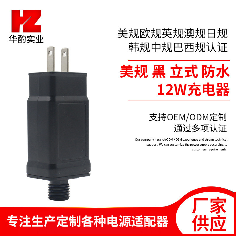 American black vertical waterproof charging head 12W electronic toy gun electric toothbrush shaver charger American black vertical waterproof charging head 12W electronic toy gun electric toothbrush shaver charger