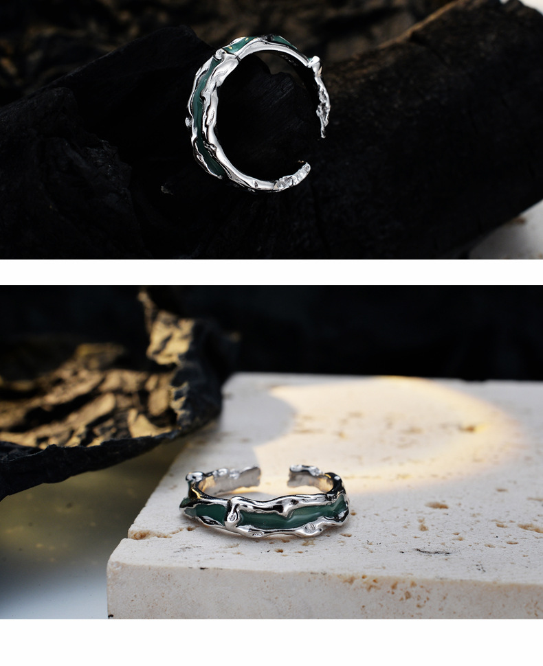 Fashion Irregular Silver Epoxy Open Ring 1 Piece