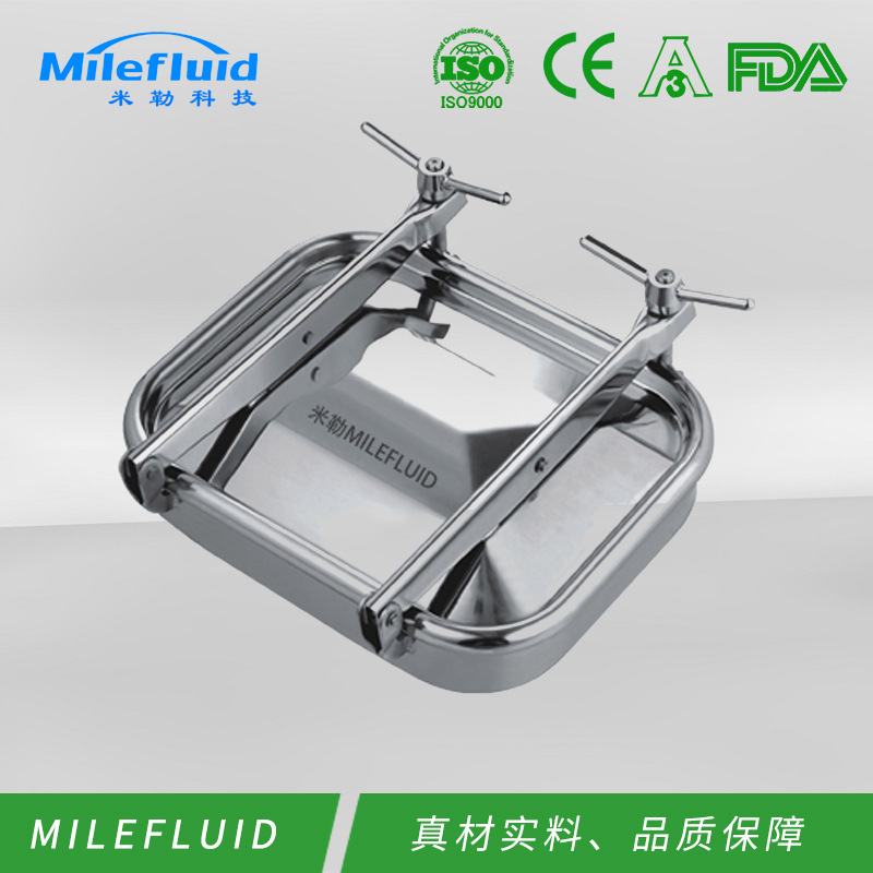 不锈钢方型人孔厂家 内开方形双锁人孔 压力不锈钢碳钢压条式人孔