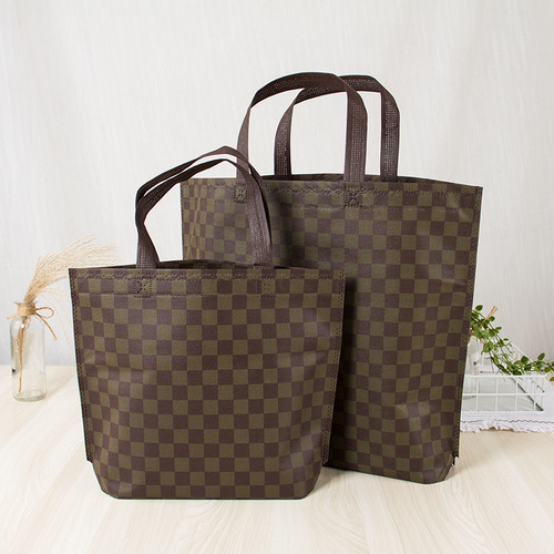 Advertised eco-friendly fabric heat-sealed hand-held mesh coffee-colored shopping bag with logo printed