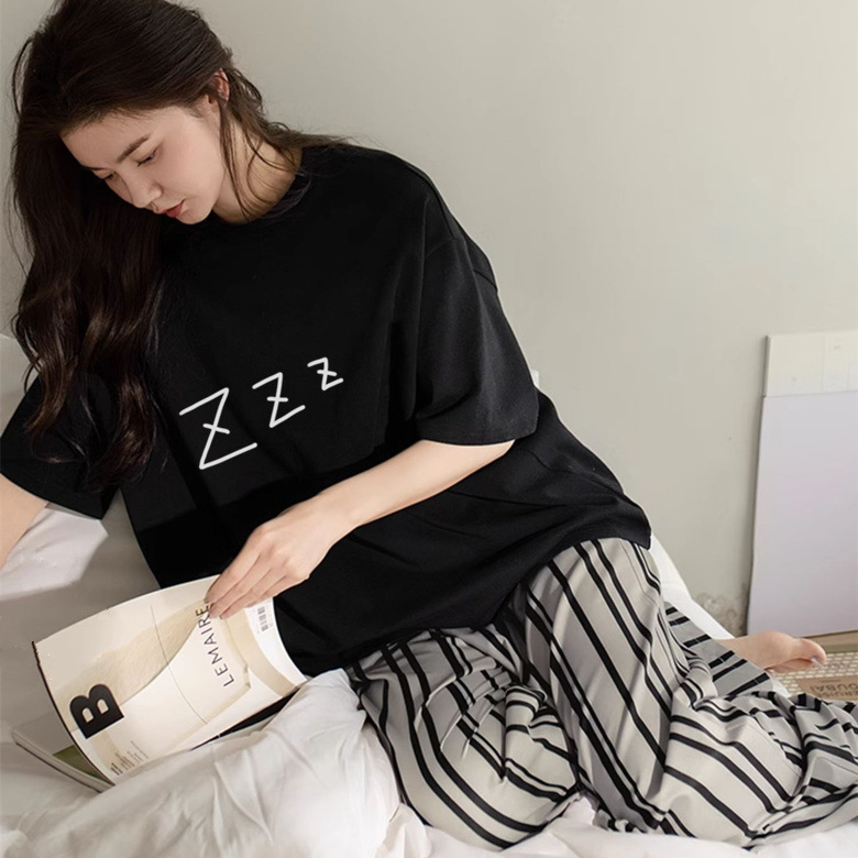 블랙 Zzz 살구 스트레이트 팬츠 쇼트 롱