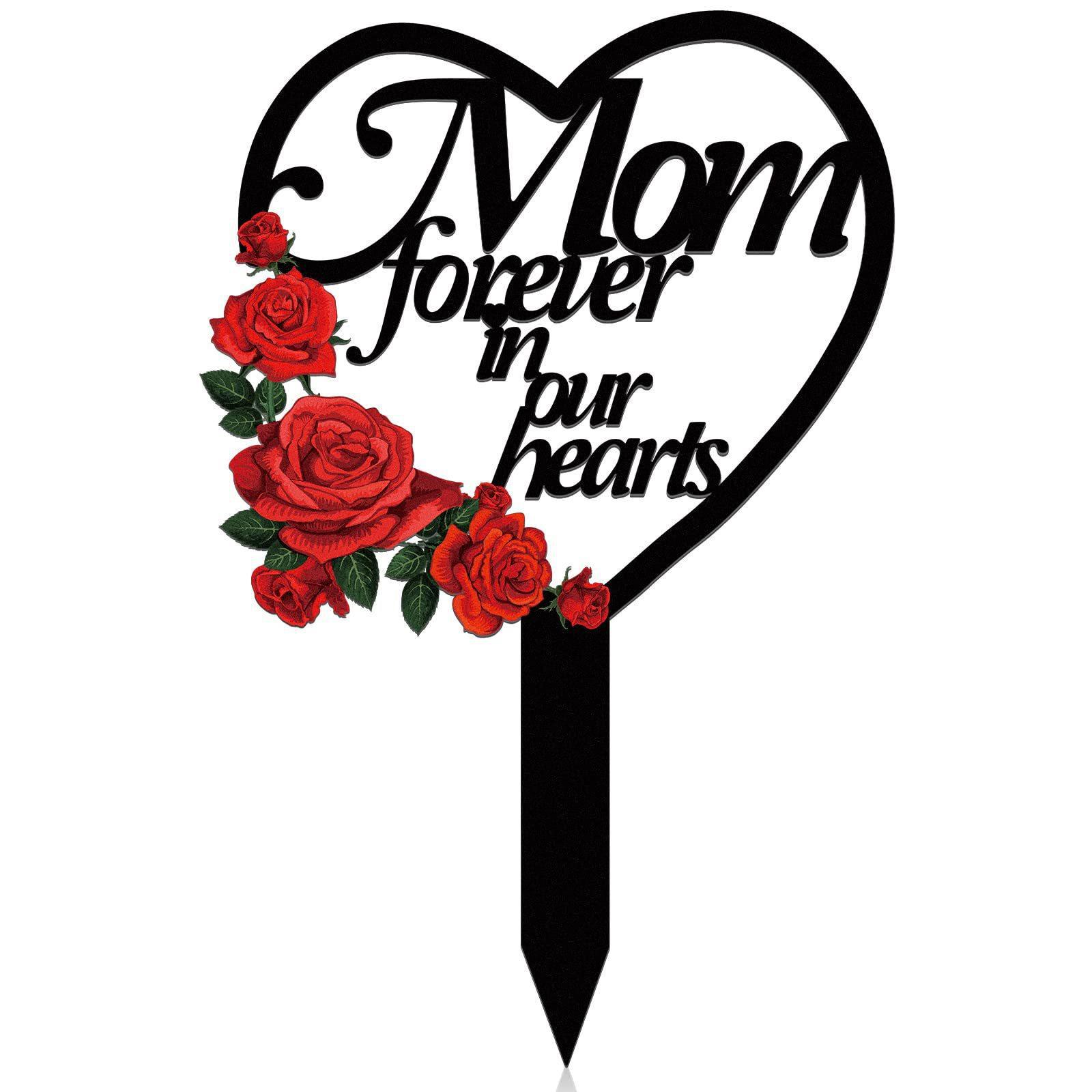 新款Unittype Mom纪念墓地标记心形桩同情墓地牌桩金属工艺品装饰