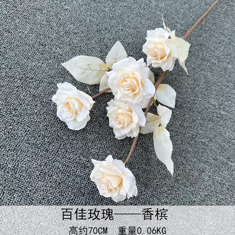 Artificial Rosa sola franela Rosa flor artificial boda decoración del hotel decoración del hogar arreglo de flores flor artificial Rose