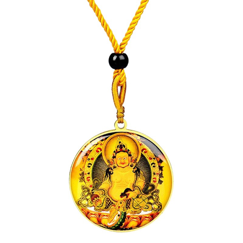 Lingyan Mantra Pendant Yellow Wealth Green Medicine Buddha Great Compassion Manjushri Support Customization of Various Patterns Titanium Steel Pendant