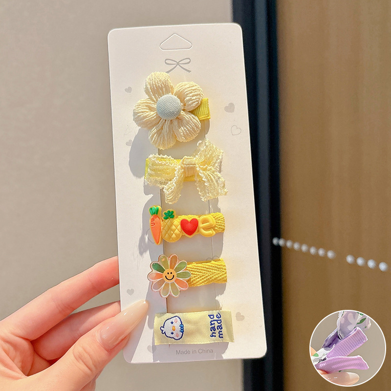 可爱多巴胺儿童发夹蝴蝶结侧边碎发夹婴儿布包夹子卡通花朵汗毛夹|undefined