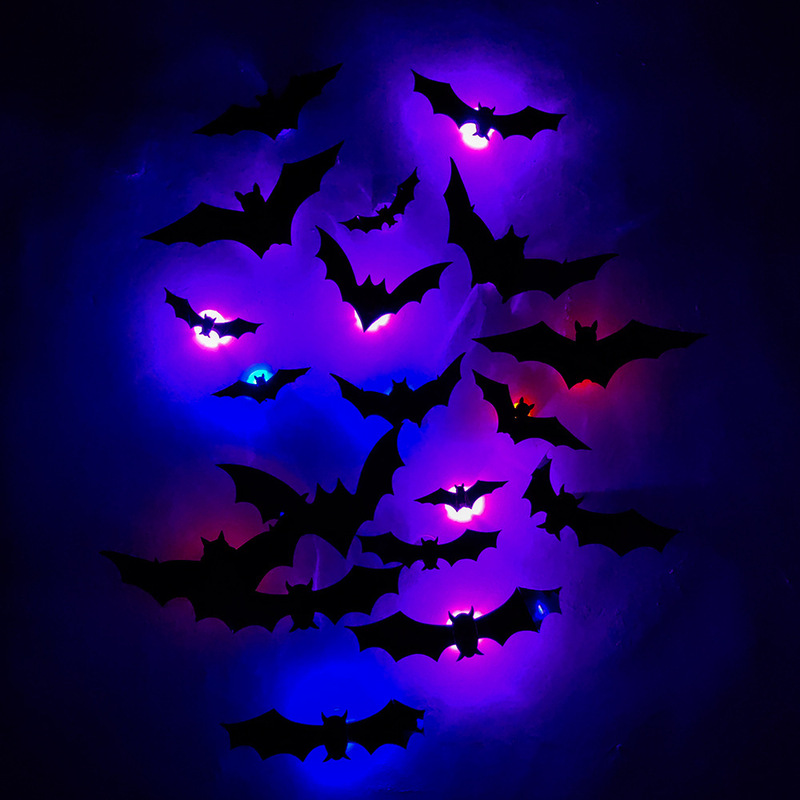 国境を越えたハロウィーンの新しい夜灯コウモリpet立体コウモリ祭りパーティー装飾led夜灯壁貼り|undefined