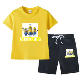 小黄人衣服男童夏装套装儿童夏季新款女童洋气宝宝纯棉短袖两件套