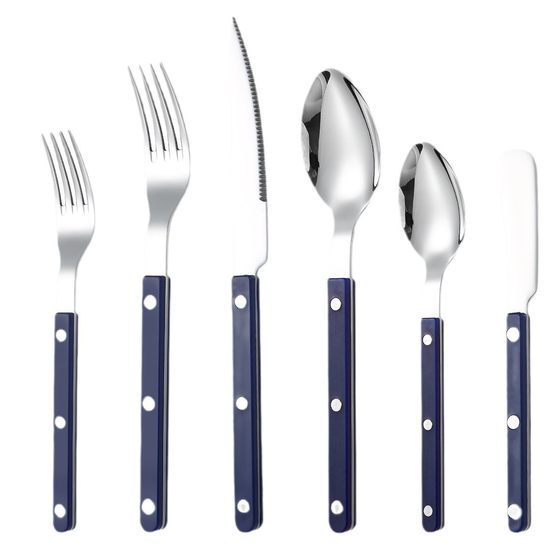 Cross-border 304 stainless steel knife, fork and spoon French rivet ABS clip handle hotel Western tableware steak knife butter knife suit