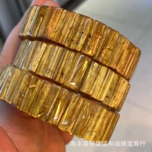 天然巴西钛金发晶手牌 顺发猫眼钛晶手串 金发晶水晶手牌厂家批发