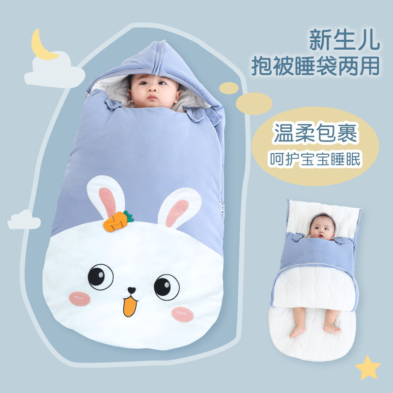 Newborn Baby Autumn and Winter Thickened Swaddle Sleeping Bag, Constant Temperature Sleeping Bag for Newborns, Warm Swaddle Wrap, Anti-Kick Blanket