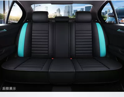 Seat cushion, seat cover — Universal Leather Full-Cover Cushion - black-and-green-rear-row-all-universal
