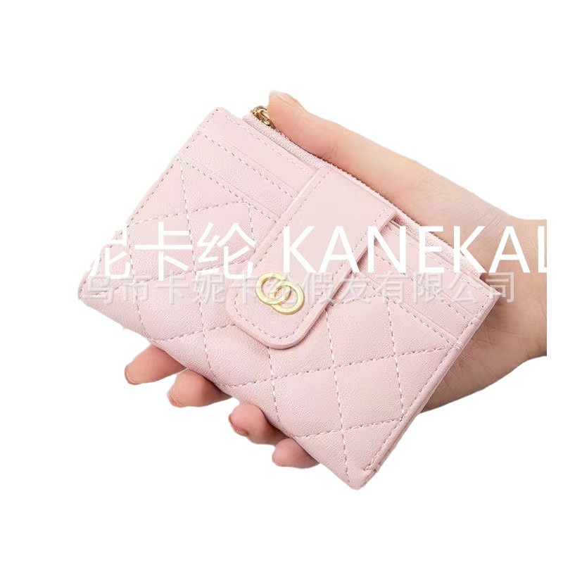 Nueva versión coreana de la hebilla vertical de nicho de tendencia de las mujeres con múltiples posiciones de tarjetas, cremallera Kani Kalun KANEKALON