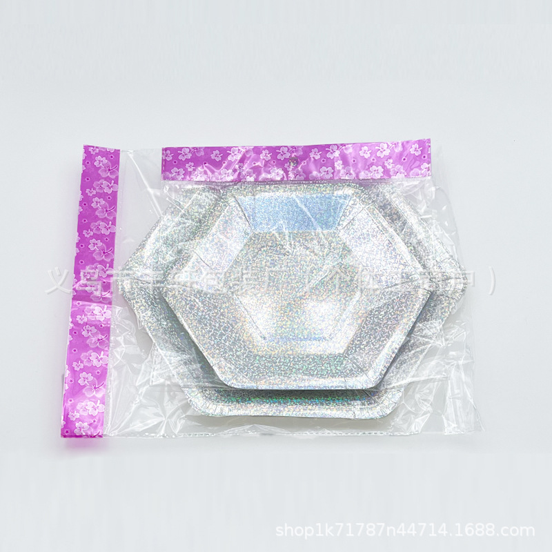 Plato de papel desechable transfronterizo de 7 pulgadas 9 pulgadas plato de papel de postre tarjeta blanca hexagonal de radio placa de forma especial fábrica directa