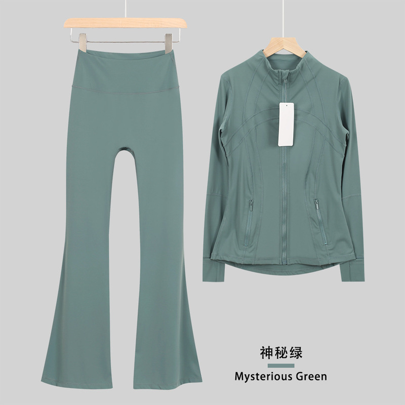 LULULACIE喇叭立领夹克运动套装DF外套上衣长袖女士健身服瑜伽服|undefined