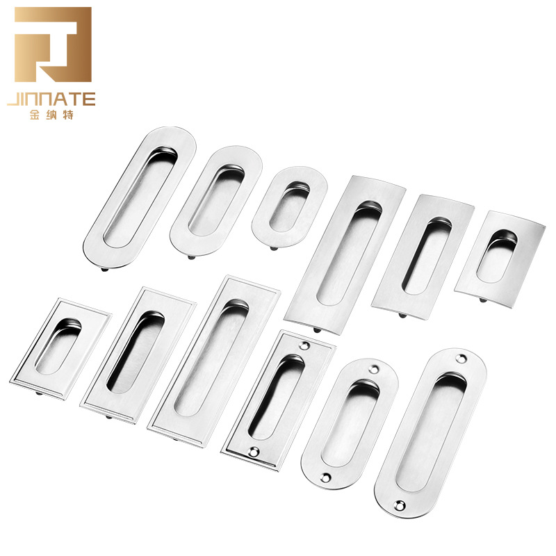 Hidden stainless steel sliding door handle for built-in drawer cabinet, invisible pull, surface-mounted trash bin cabinet grabber