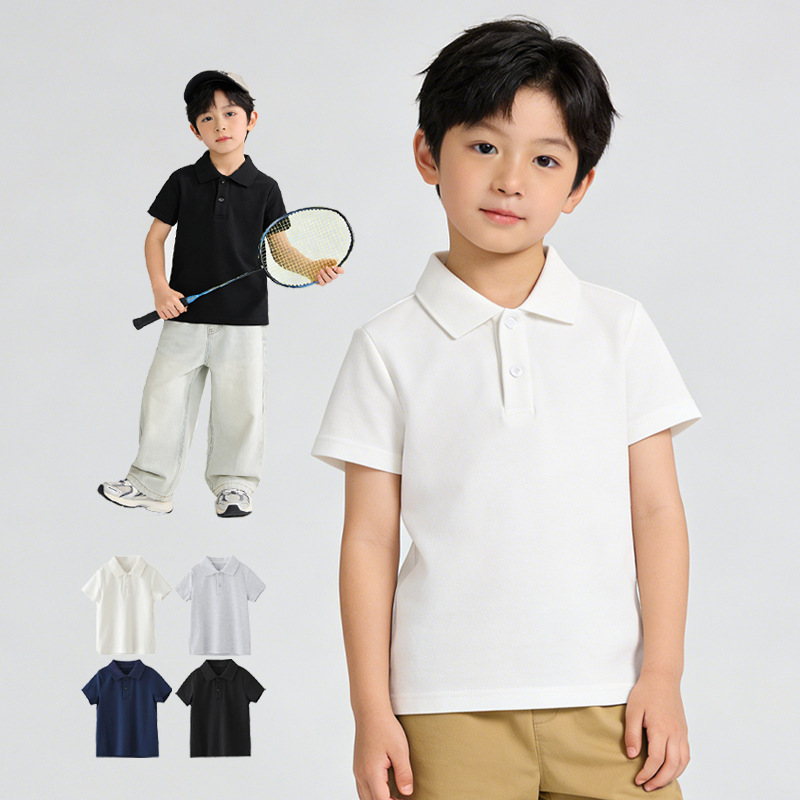 Pure Cotton Boys' Short-Sleeved T-Shirt 200g Kidsren's Polo Shirt Summer Sportswear Top Combed Cotton Preppy Style Short-Sleeved Shirt Pure Cotton Boys' Short-Sleeved T-Shirt 200g Kidsren's Polo Shirt Summer Sportswear Top Combed Cotton Preppy Style Short-Sleeved Shirt