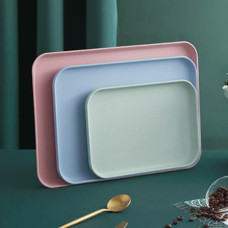 Поднос для еды оптом из пшеничной соломы утолщенный пластиковый чайный поднос поставьте чашку для воды прямоугольный поднос для фруктов Чайная Чашка Поднос чашка