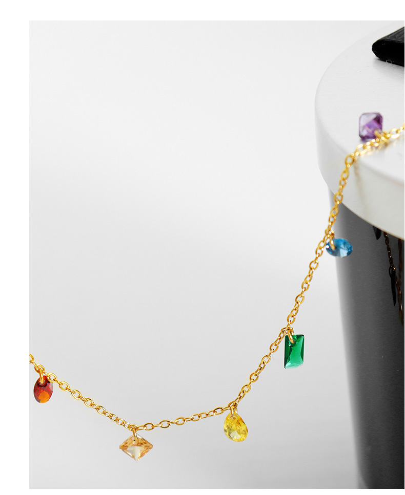 Necklace + Jewelry Quantity Daily Occasion PVD Coated Real Gold Plated 18K Gold Multicolor Titanium Steel Zircon Simple Style Waterproof Non Tarnish Bracelets Necklace