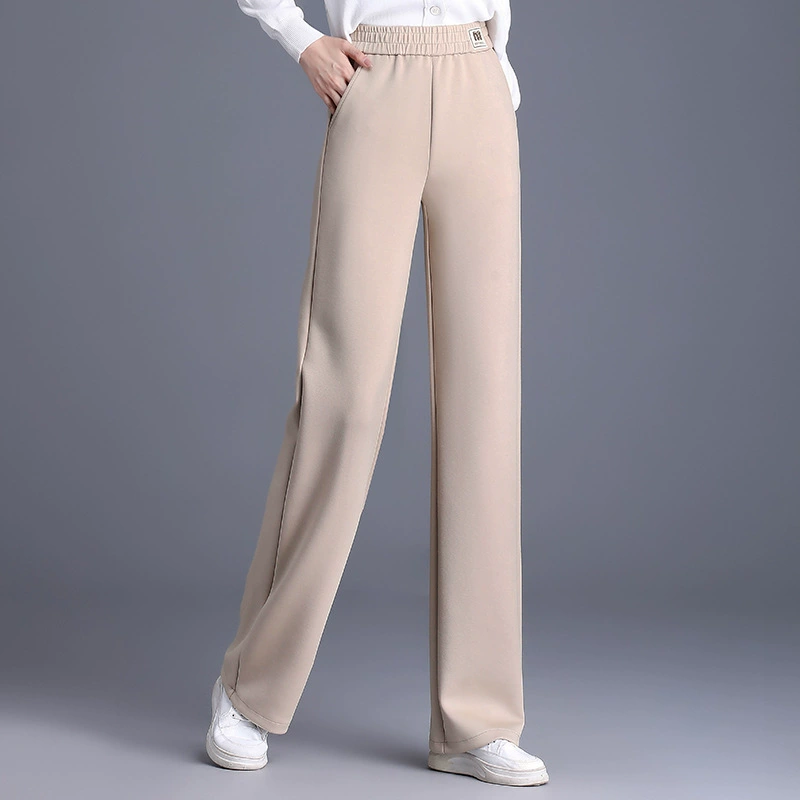 Новинка 2024, весенне-осенние брюки для среднего возраста, брюки для женщин среднего и пожилого возраста с высокой талией, свободная осенняя одежда для мам, брюки с широкими штанинами, верхняя одежда