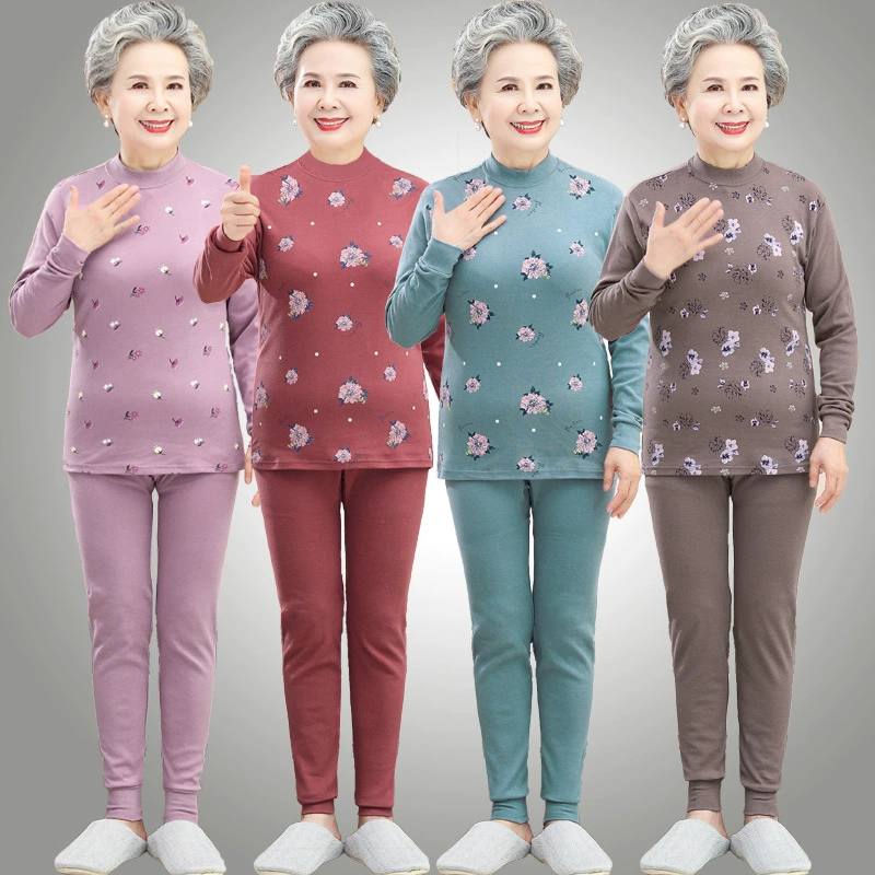 Теплая осенняя одежда для бабушек и брюк, костюм для людей среднего и пожилого возраста, весна и осень, Женский базовый хлопковый свитер из чистого хлопка с воротником до локтя