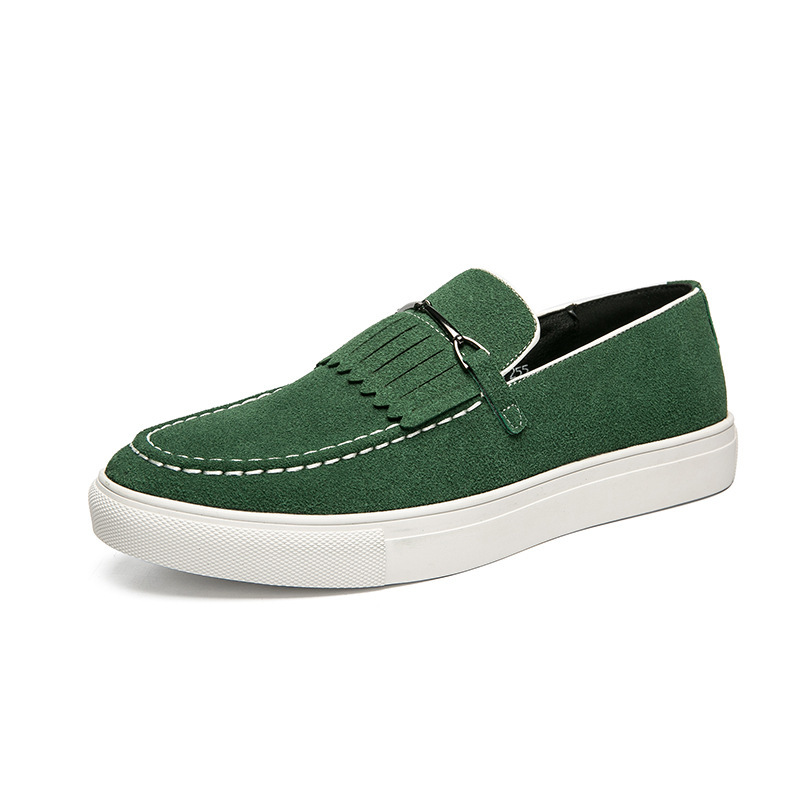 Nuevas zapatillas transfronterizas de borla de gran tamaño para hombres, pasarelas de moda europeas y americanas, zapatos de cuero, zapatillas casuales de negocios con personalidad para hombres