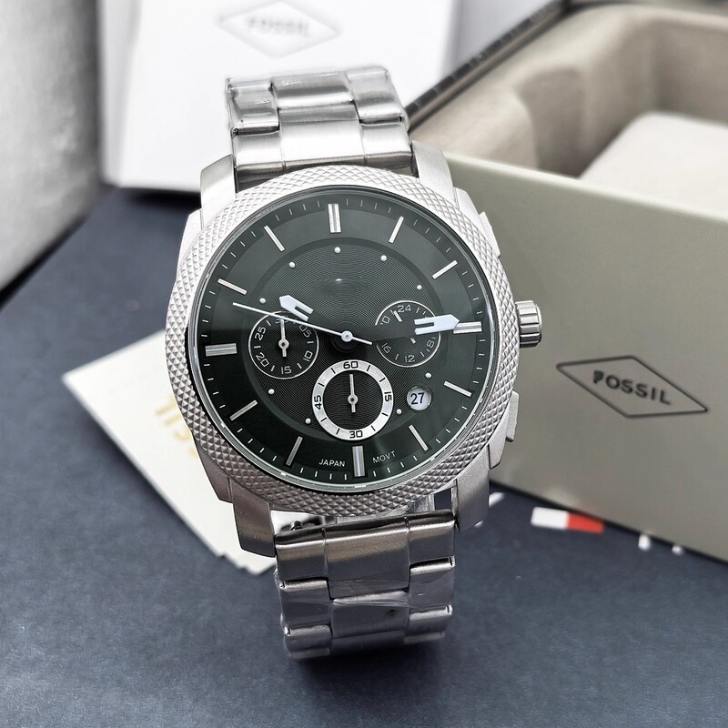 Foreign Trade Fossil Watch Gray Stainless Steel Blue Trendy Business Casual Quartz Chronograph Calendar Waterproof Men's Watch