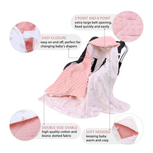 春秋带帽婴儿抱被多功能宝宝提篮包被新生儿豆豆绒襁褓巾双面可用