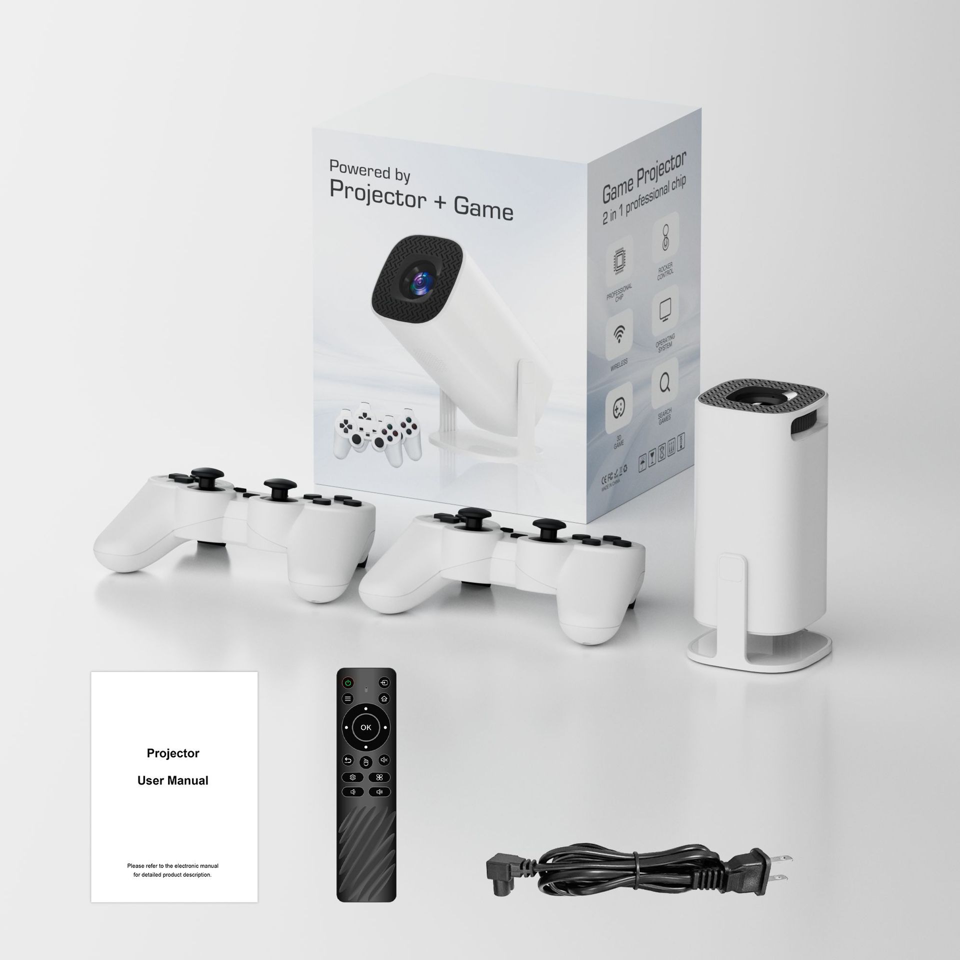 Factory Direct Sale P30 Game Projector Android 11 HD Home Portable Double Wireless Handle 4K Projection