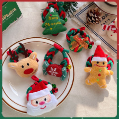クリスマスのビスケットの人の髪の輪は髪の毛の縄の高弾力の丈夫なゴムの筋のヘラジカのサンタクロースの頭の縄の飾りを結びます。