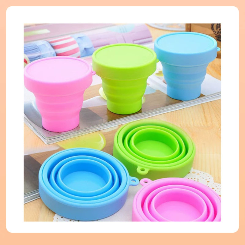◍Outdoor travel folding water cup silicone mouthwash cup retractable travel mini water cup portable compression folding