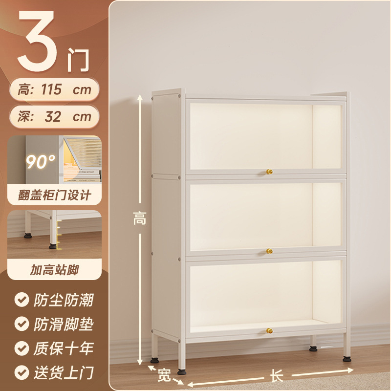 透明玻璃防尘书柜带门书架铁皮物品收纳架手办模型展示柜一体靠墙|undefined