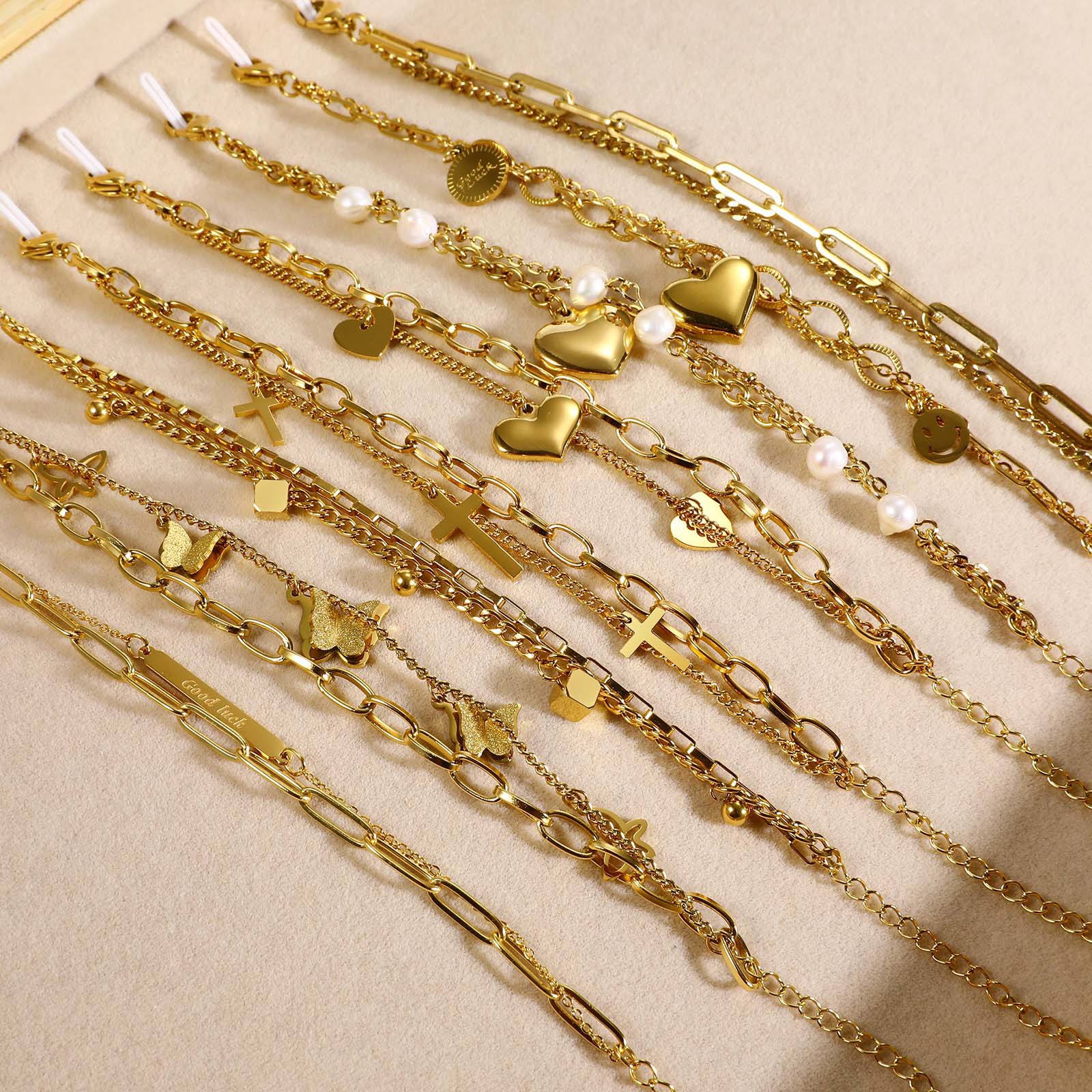 201 Stainless Steel Chain Material 1 Piece Quantity Simple Style Classic Style Solid Color 201 Stainless Steel Bracelets In Bulk