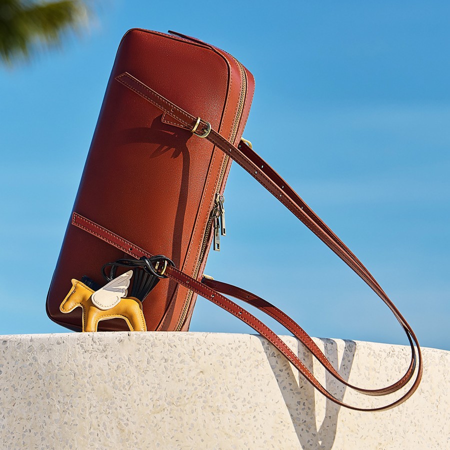 Genuine Leather Underarm Bag Vintage Bowling Bag For Women Versatile Niche Vegetable-Tanned Top Grain Cowhide Handbag - Thumbnail 5