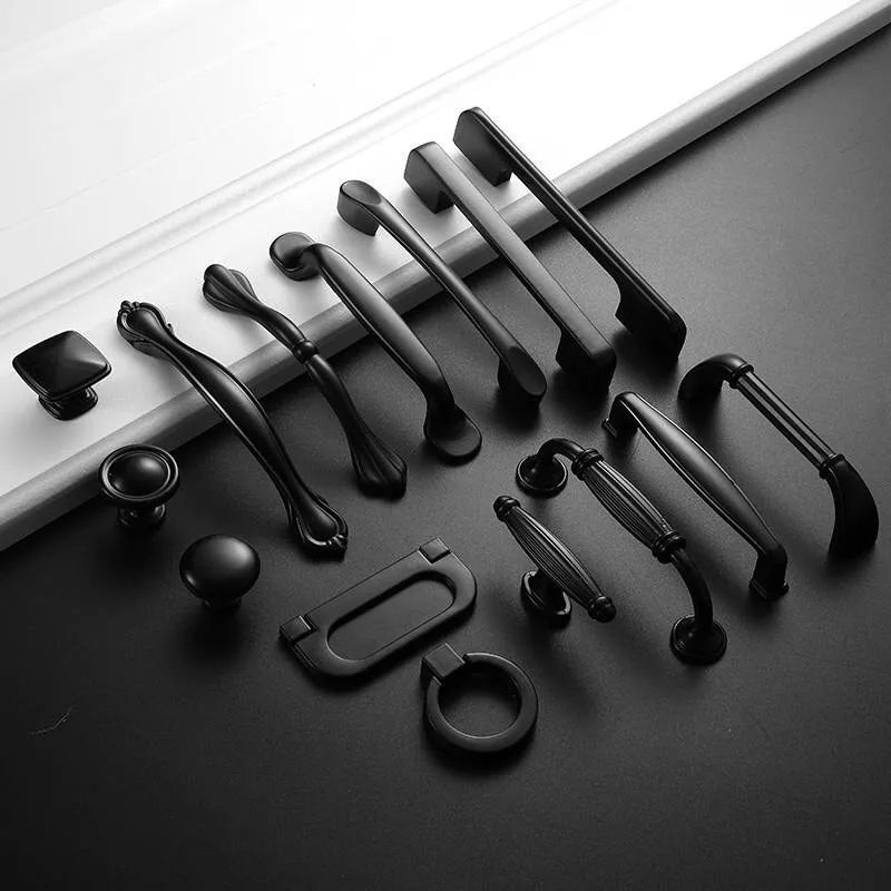 Factory Direct Supply Black Cabinet Door Pulls Drawer Cabinet Handles Wardrobe Single Hole Handles Furniture Hardware Accessories Wholesale