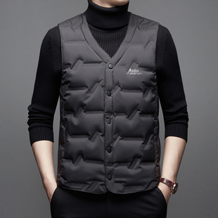 New Winter Down Vest Men's plus size Warm Vest for Middle-aged and Elderly Wear Light and Thin Vest Down Jacket Liner
