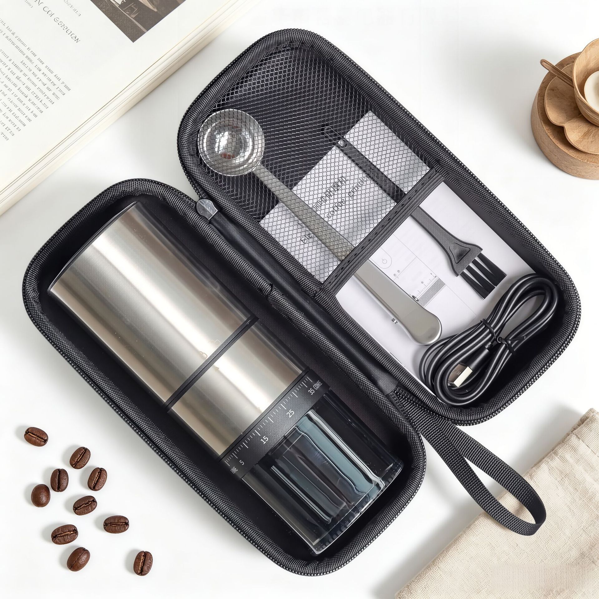 Molinillo de café eléctrico, molinillo de granos, molinillo de café en grano, molinillo totalmente automático, molinillo de café