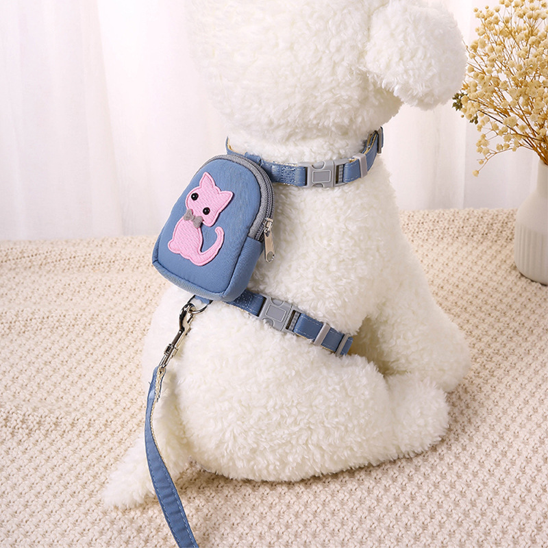 Mochila para mascotas oso de peluche Correa gato perro correa de pecho Cadena de perro caminando cuerda bolsa de merienda gato caminando cuerda
