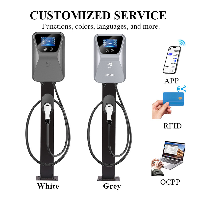欧标7KW充电桩家用7KW壁挂式带APP11KW22KW新能源电动汽车充电桩